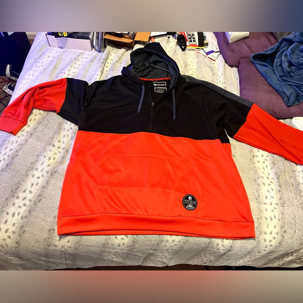And 1 5xl red black and charcoal grey hooded shirt